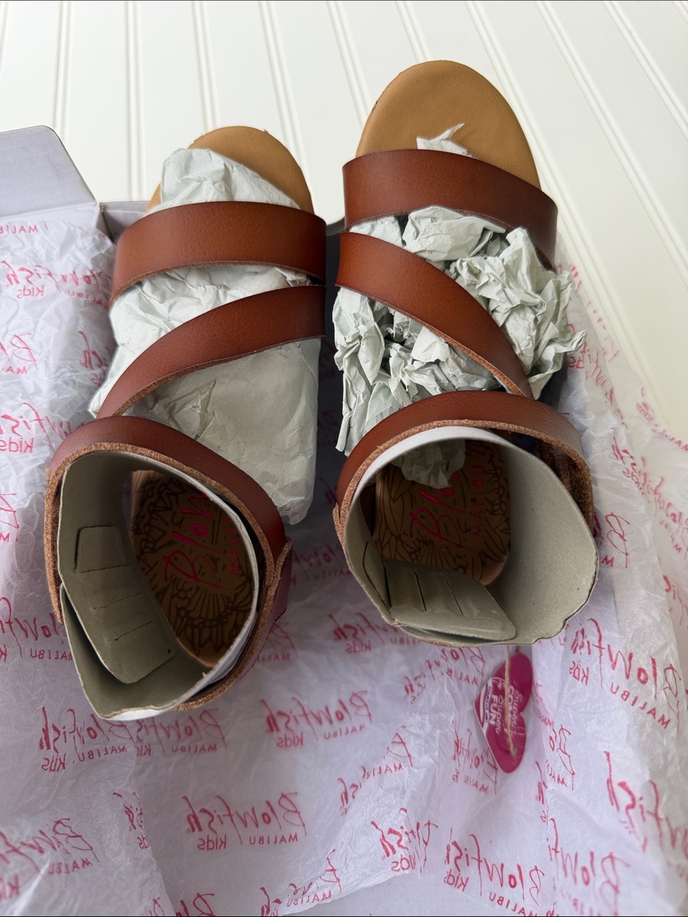 Blowfish Cognac Brown Cork Wedge Sandals